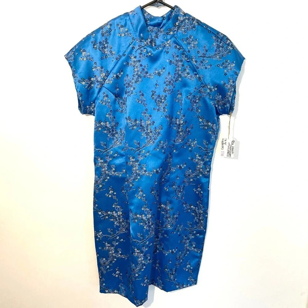 Vintage 90s Satin Cheongsam Dress‎ M/L